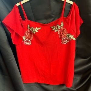 Off the shoulder top with roses